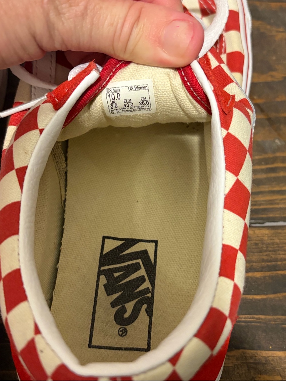 Vans Red and White Checkerboard Low-Top Sneakers - Picture 3 of 4